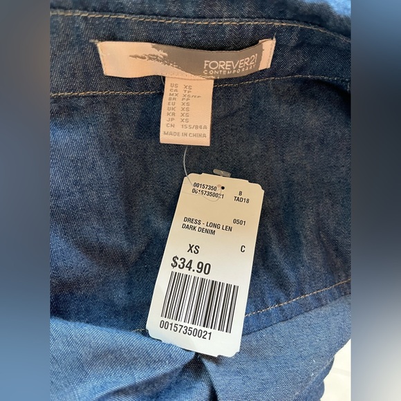 🌻NWT Forever 21 Belted Denim (Chambray) Maxi Dress - Picture 10 of 10